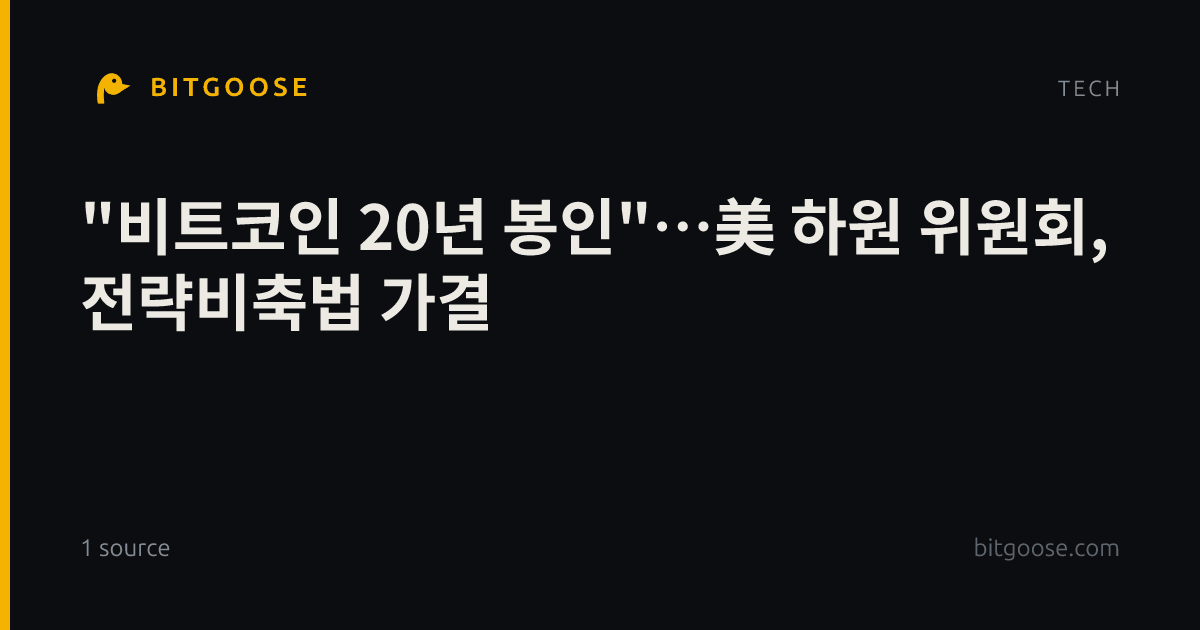 "비트코인 20년 봉인"…美 하원 위원회, 전략비축법 가결