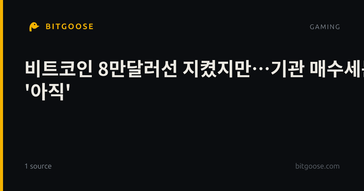 비트코인 8만달러선 지켰지만…기관 매수세는 '아직'
