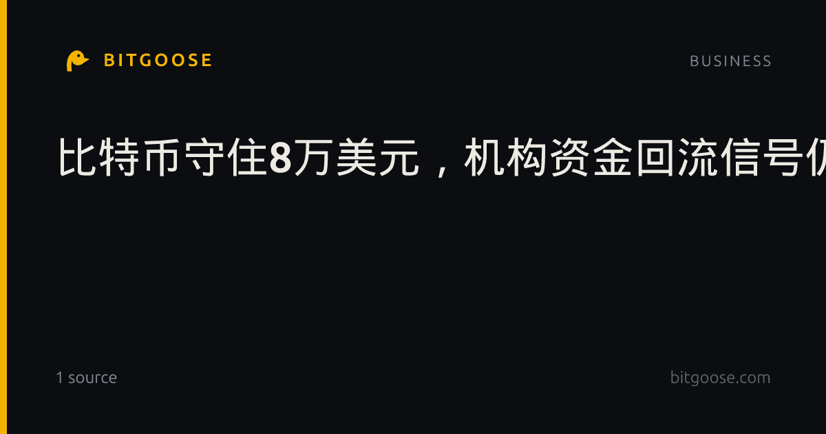比特币守住8万美元，机构资金回流信号仍不明确
