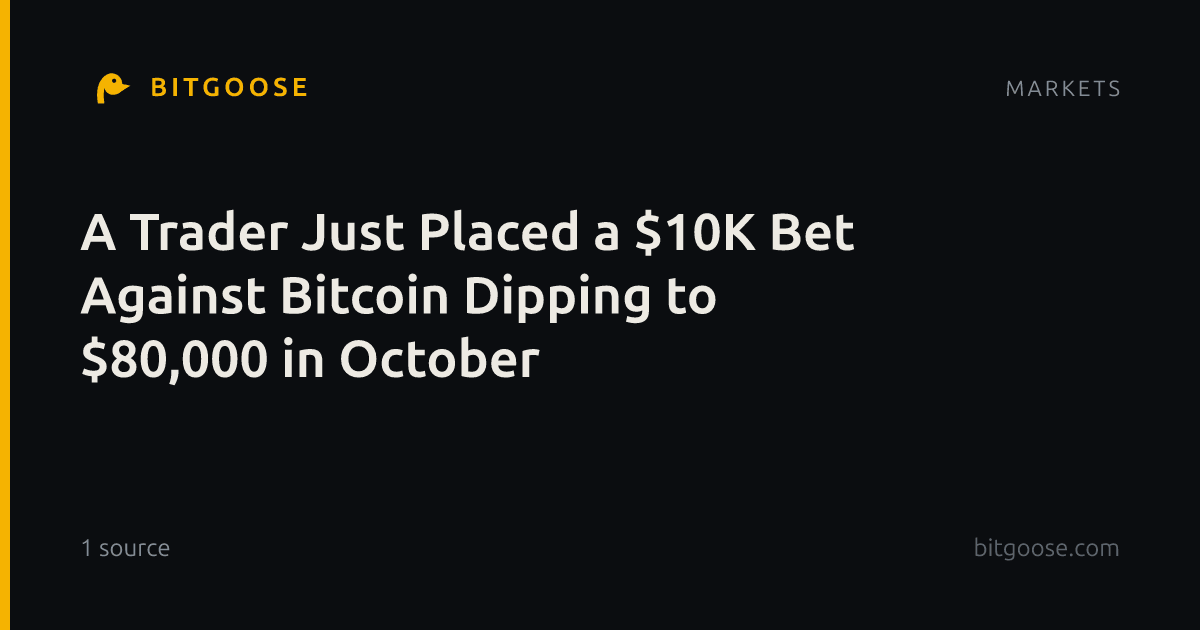 A Trader Just Placed a $10K Bet Against Bitcoin Dipping to $80,000 in October