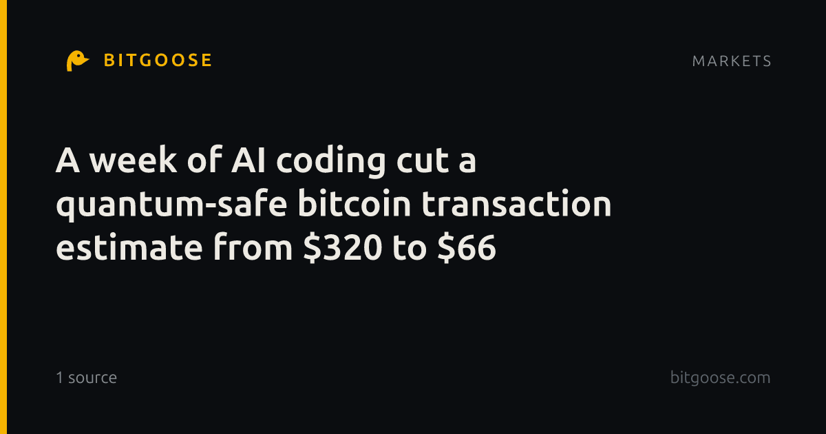 A week of AI coding cut a quantum-safe bitcoin transaction estimate from $320 to $66