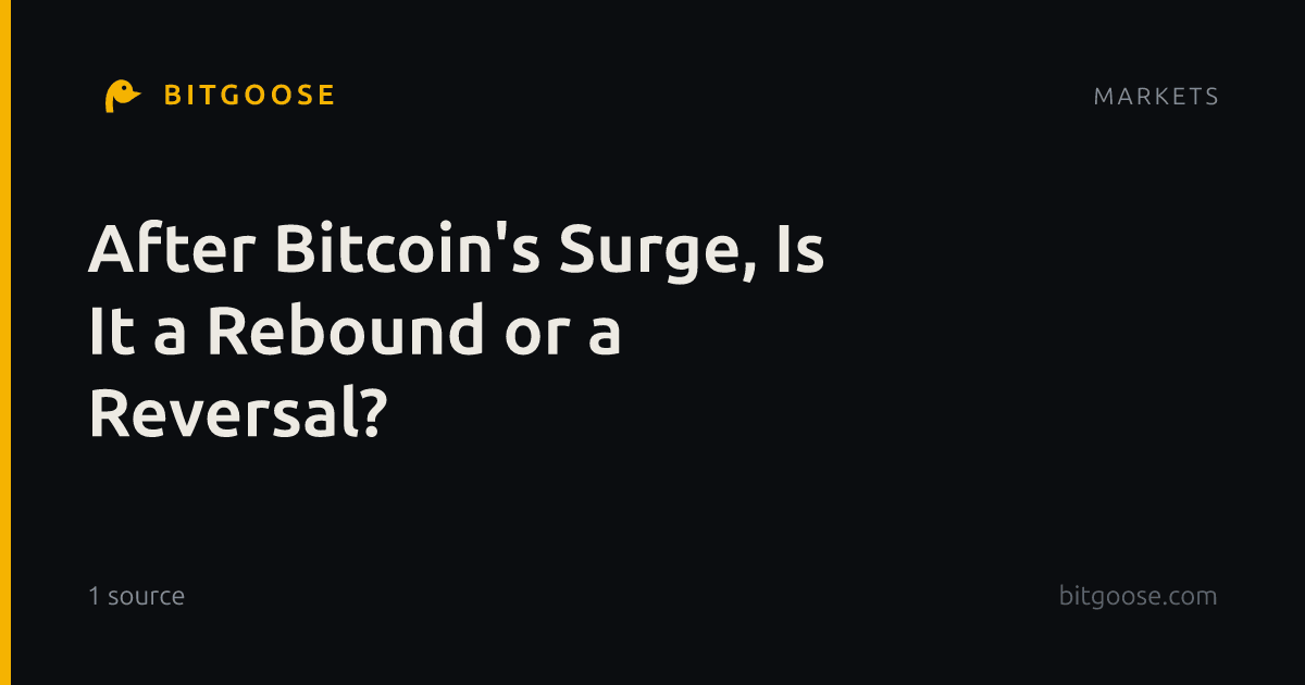 After Bitcoin's Surge, Is It a Rebound or a Reversal?