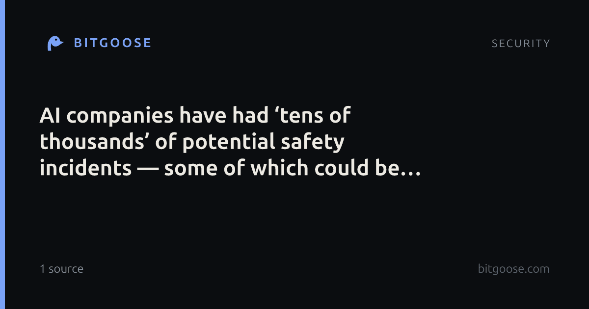 AI companies have had ‘tens of thousands’ of potential safety incidents — some of which could be criminal: report