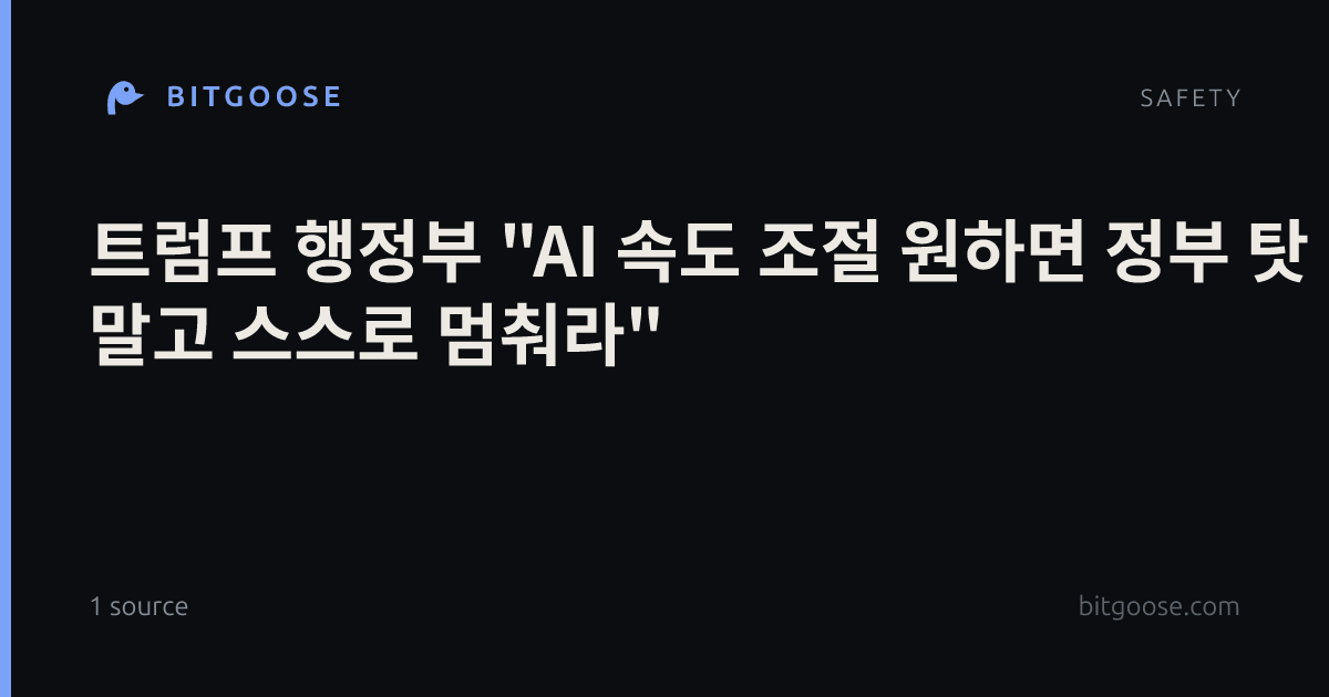 트럼프 행정부 "AI 속도 조절 원하면 정부 탓 말고 스스로 멈춰라"