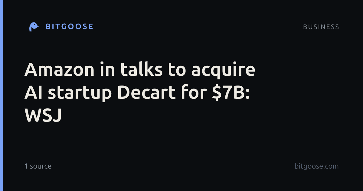 Amazon in talks to acquire AI startup Decart for $7B: WSJ