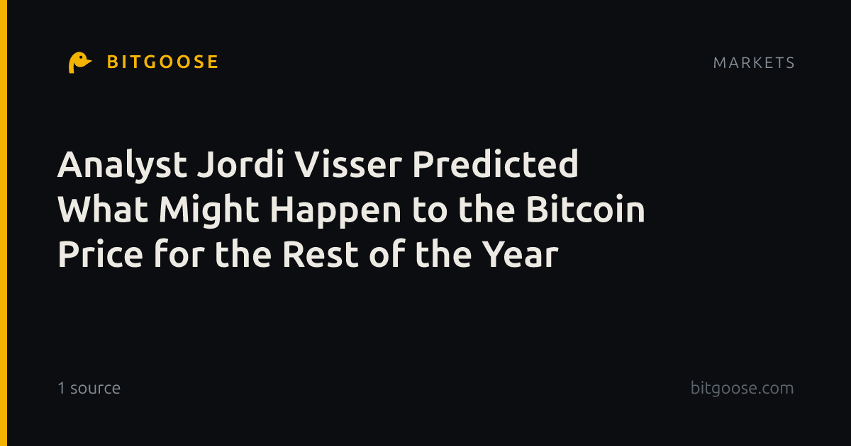 Analyst Jordi Visser Predicted What Might Happen to the Bitcoin Price for the Rest of the Year