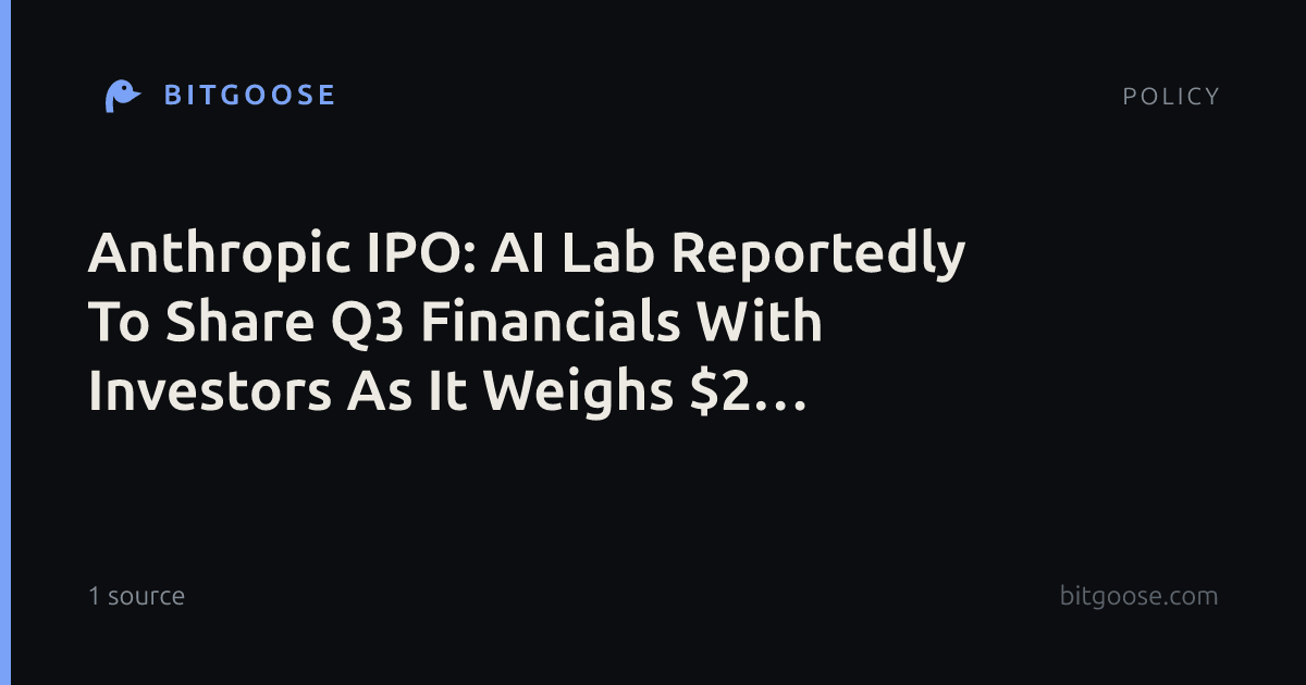 Anthropic IPO: AI Lab Reportedly To Share Q3 Financials With Investors As It Weighs $2 Trillion Valuation