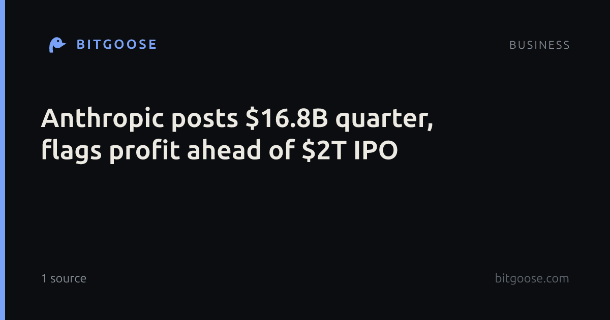 Anthropic posts $16.8B quarter, flags profit ahead of $2T IPO