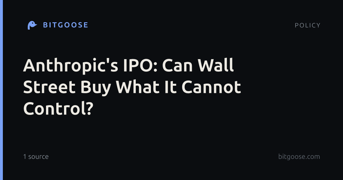 Anthropic's IPO: Can Wall Street Buy What It Cannot Control?