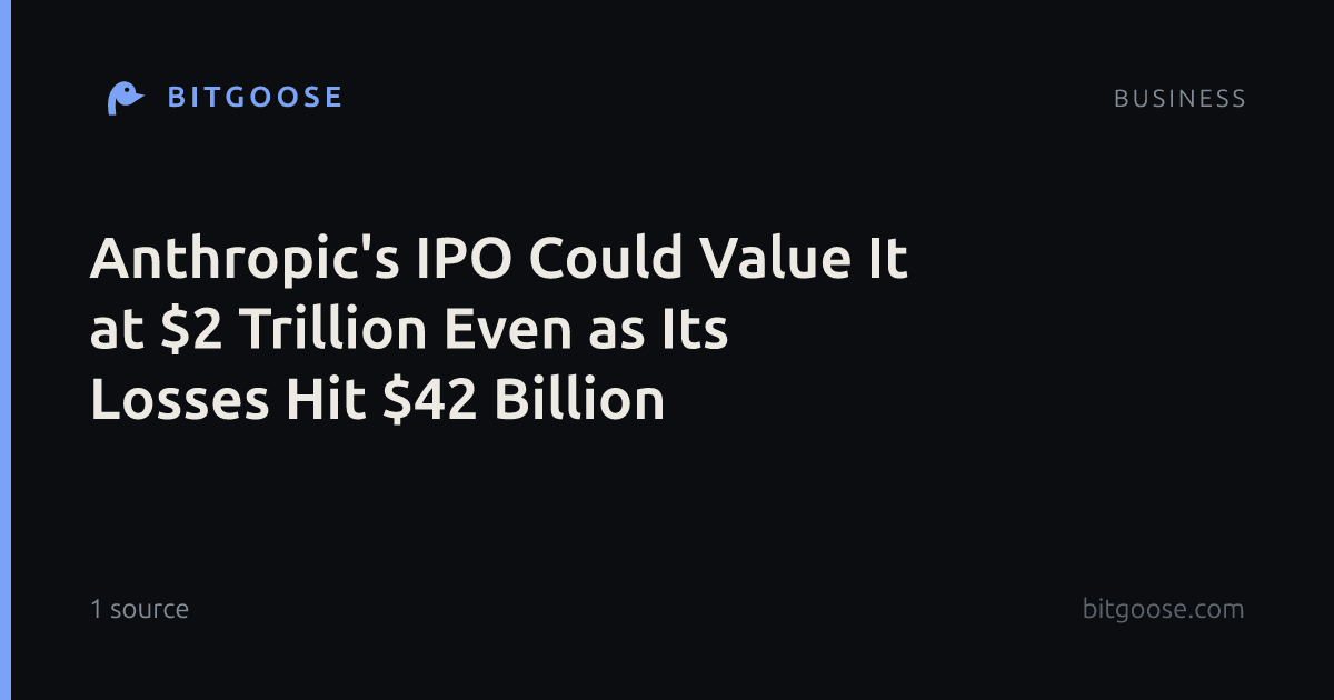 Anthropic's IPO Could Value It at $2 Trillion Even as Its Losses Hit $42 Billion