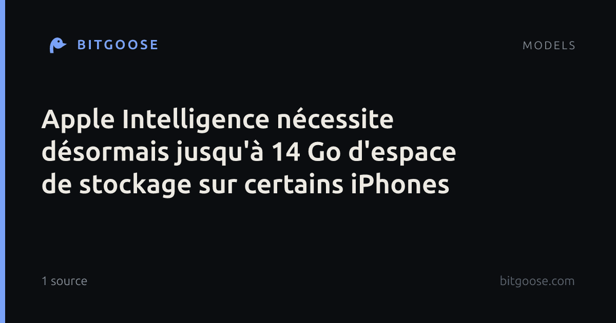 Apple Intelligence nécessite désormais jusqu'à 14 Go d'espace de stockage sur certains iPhones