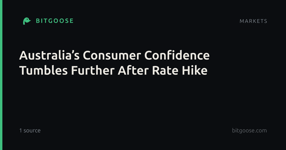 Australia’s Consumer Confidence Tumbles Further After Rate Hike