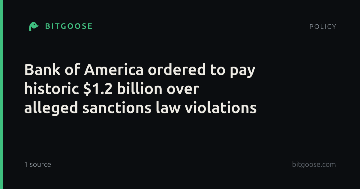 Bank of America ordered to pay historic $1.2 billion over alleged sanctions law violations