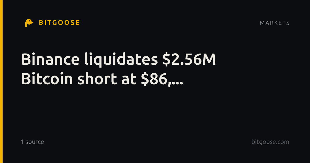 Binance liquidates $2.56M Bitcoin short at $86,...