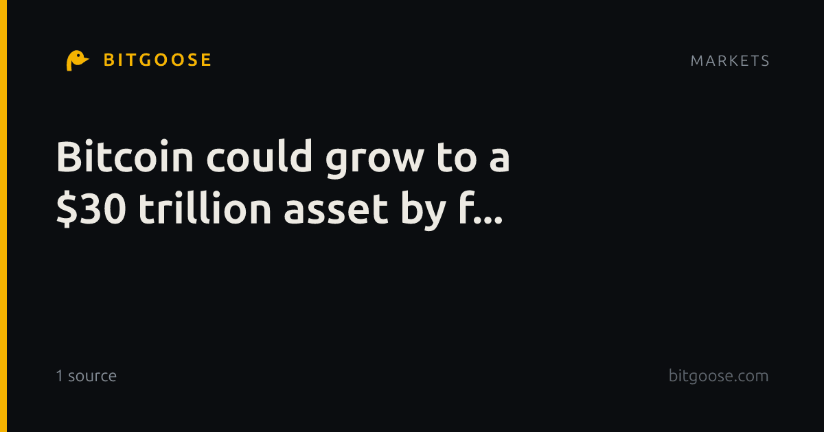 Bitcoin could grow to a $30 trillion asset by f...