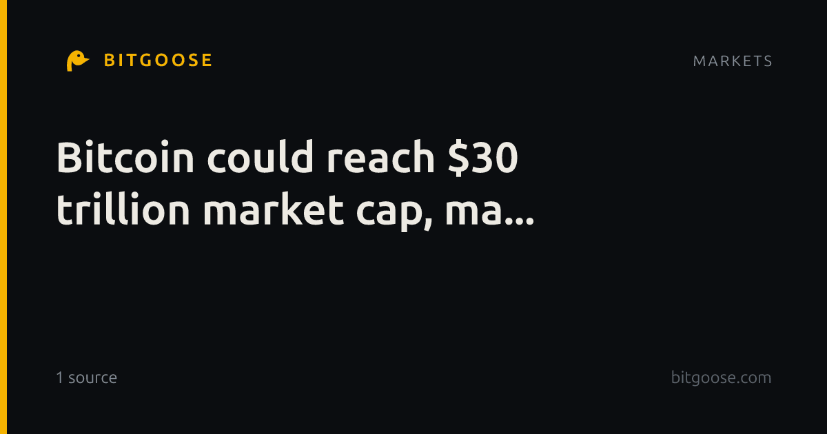 Bitcoin could reach $30 trillion market cap, ma...