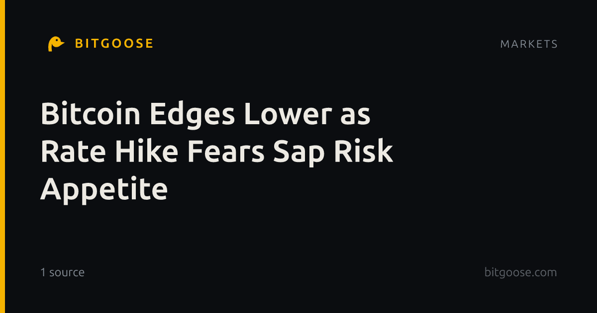 Bitcoin Edges Lower as Rate Hike Fears Sap Risk Appetite