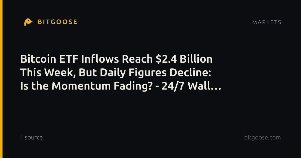 Bitcoin ETF Inflows Reach $2.4 Billion This Week, But Daily Figures Decline: Is the Momentum Fading? - 24/7 Wall St.