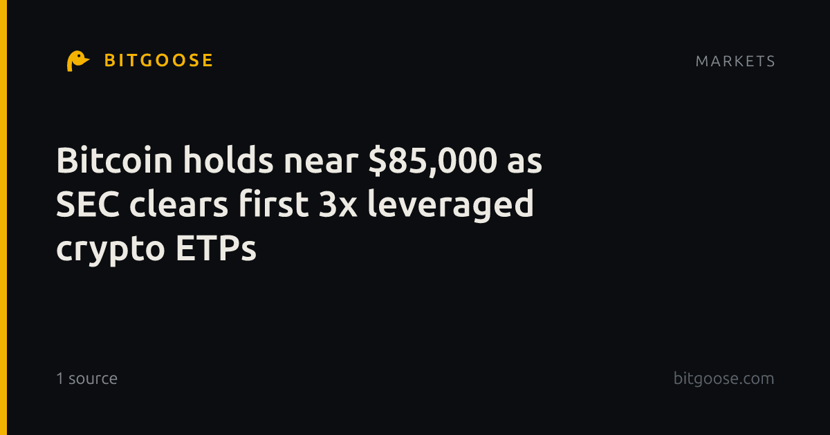 Bitcoin holds near $85,000 as SEC clears first 3x leveraged crypto ETPs