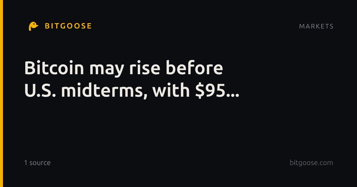 Bitcoin may rise before U.S. midterms, with $95...