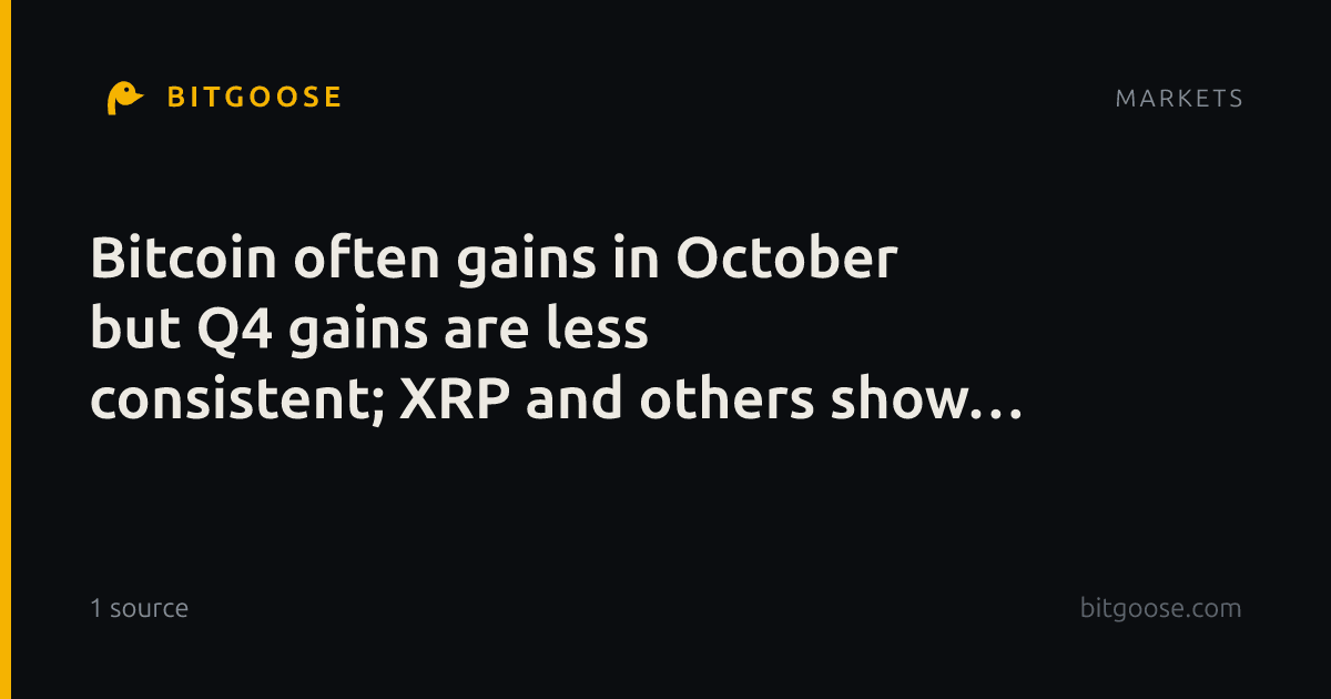 Bitcoin often gains in October but Q4 gains are less consistent; XRP and others show mixed seasonal results.