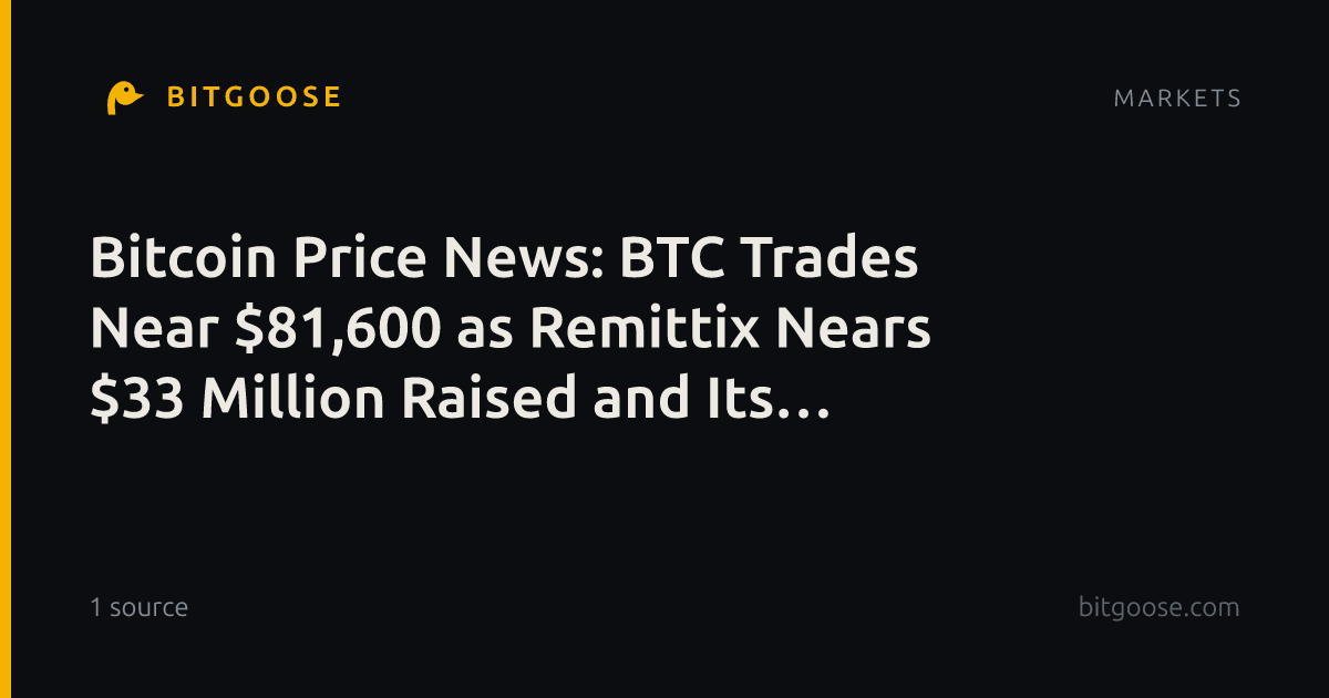 Bitcoin Price News: BTC Trades Near $81,600 as Remittix Nears $33 Million Raised and Its November 24 Debut
