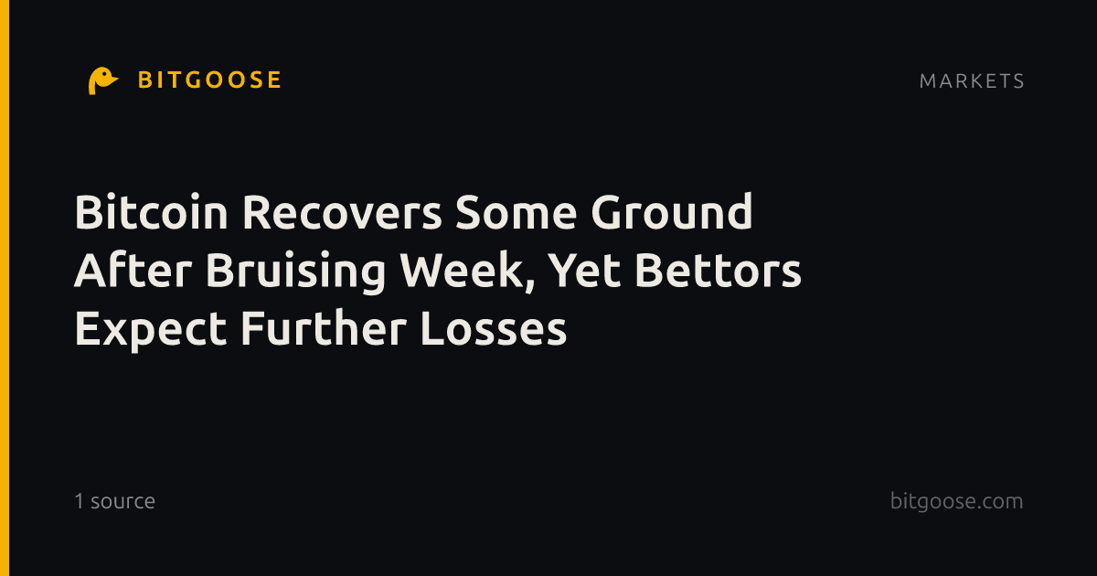 Bitcoin Recovers Some Ground After Bruising Week, Yet Bettors Expect Further Losses