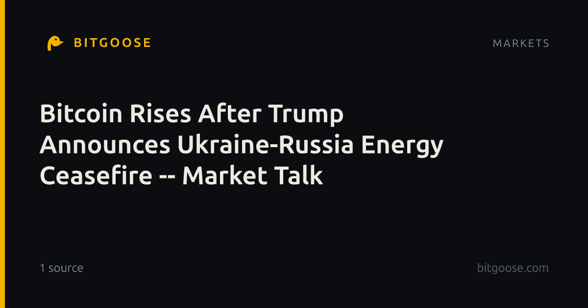 Bitcoin Rises After Trump Announces Ukraine-Russia Energy Ceasefire -- Market Talk
