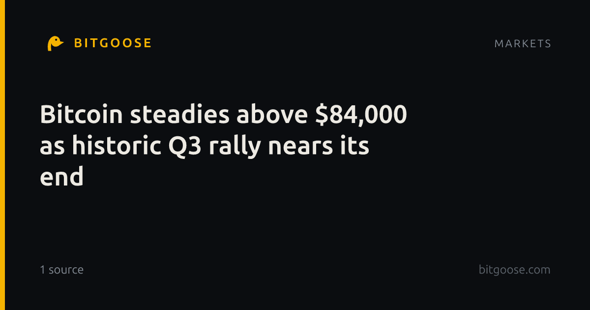 Bitcoin steadies above $84,000 as historic Q3 rally nears its end