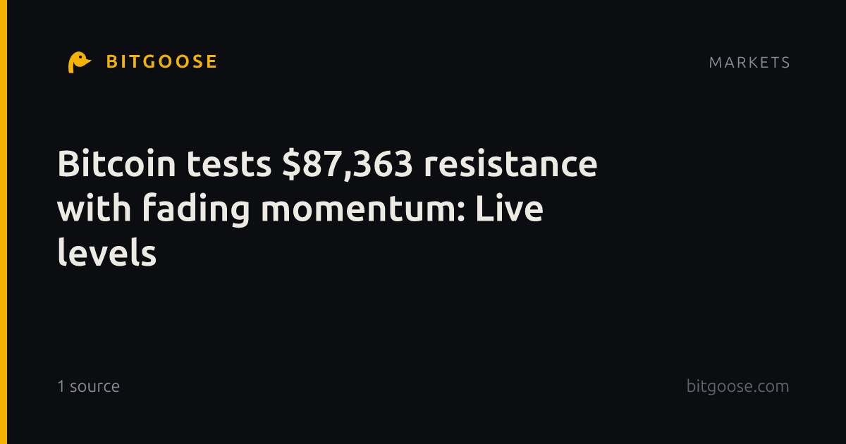 Bitcoin tests $87,363 resistance with fading momentum: Live levels