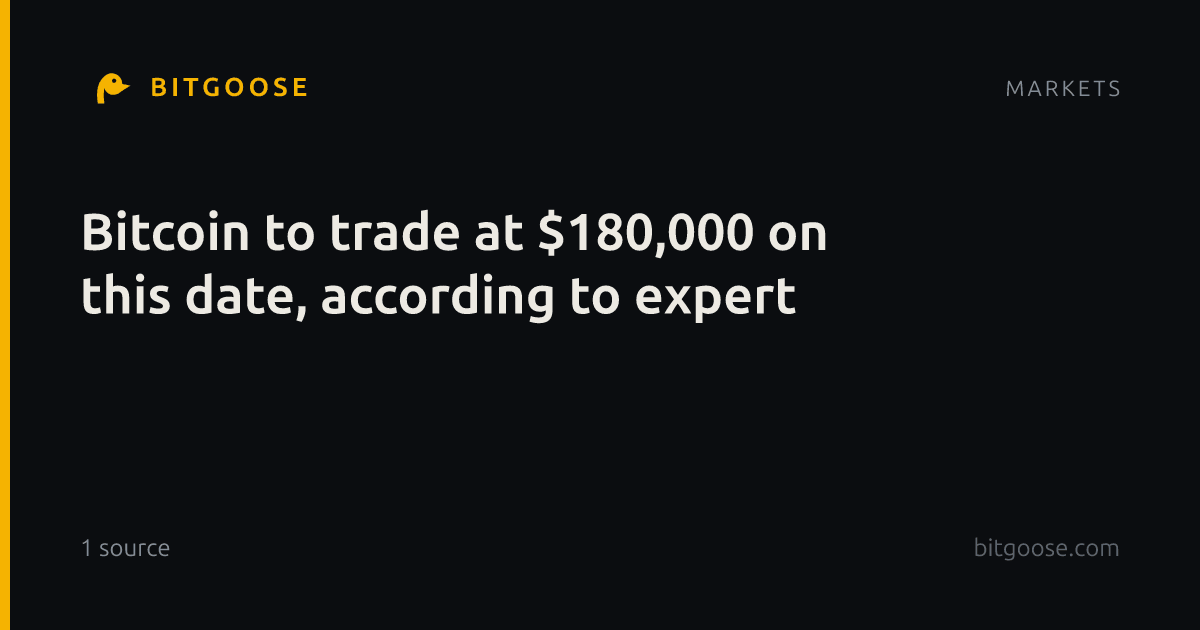 Bitcoin to trade at $180,000 on this date, according to expert
