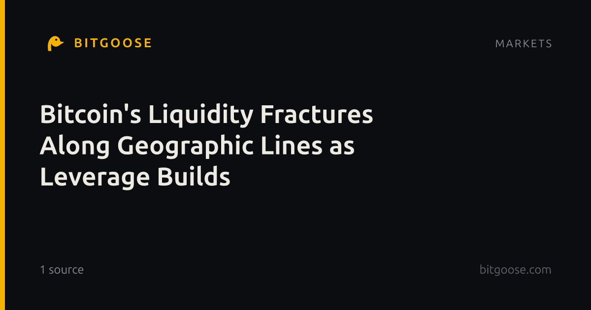 Bitcoin's Liquidity Fractures Along Geographic Lines as Leverage Builds