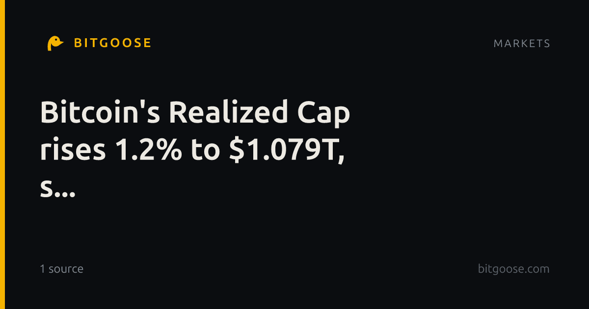 Bitcoin's Realized Cap rises 1.2% to $1.079T, s...