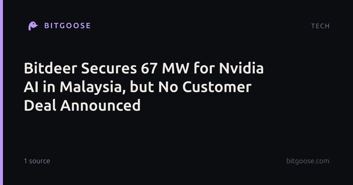 Bitdeer Secures 67 MW for Nvidia AI in Malaysia, but No Customer Deal Announced