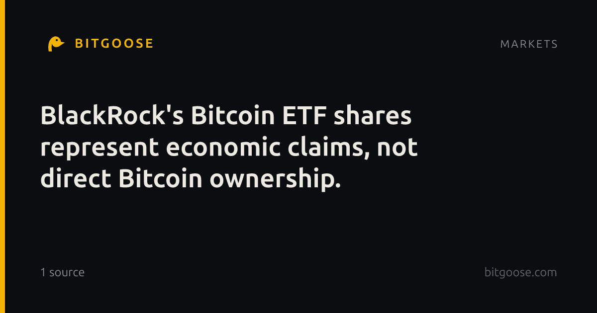 BlackRock's Bitcoin ETF shares represent economic claims, not direct Bitcoin ownership.
