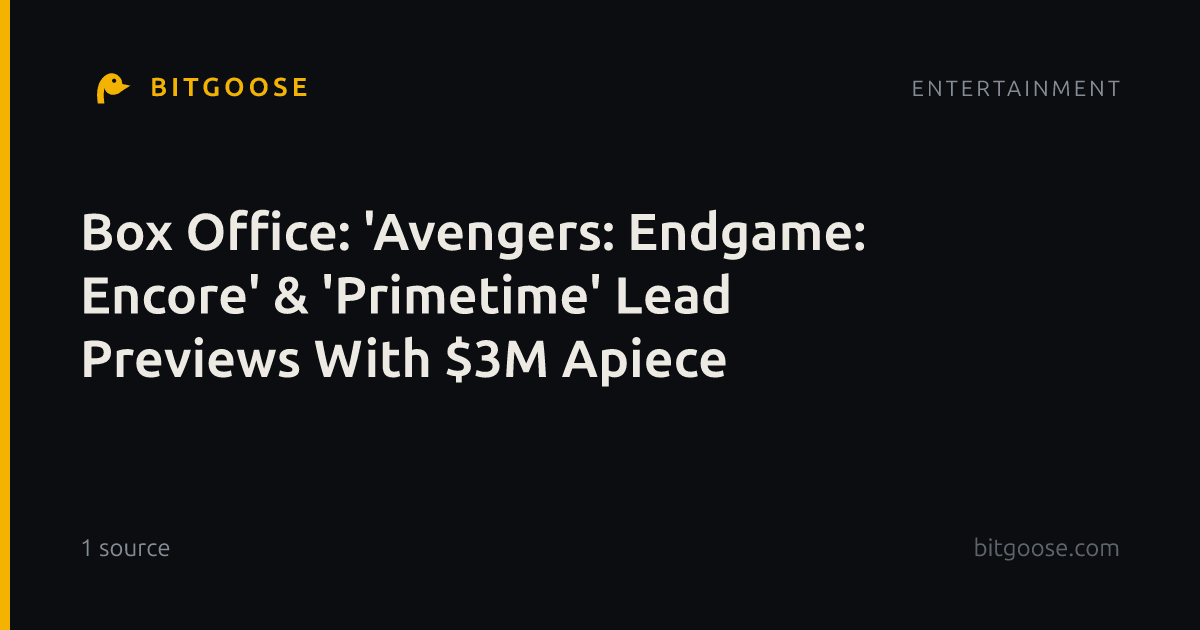 Box Office: 'Avengers: Endgame: Encore' & 'Primetime' Lead Previews With $3M Apiece