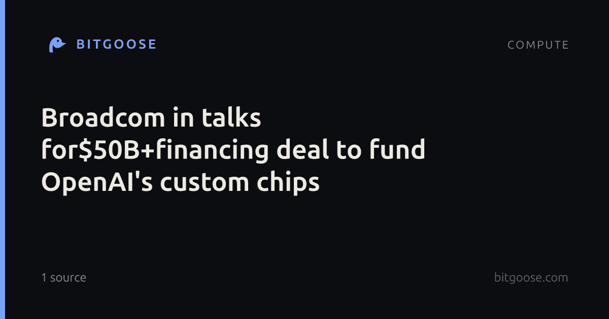 Broadcom in talks for$50B+financing deal to fund OpenAI's custom chips