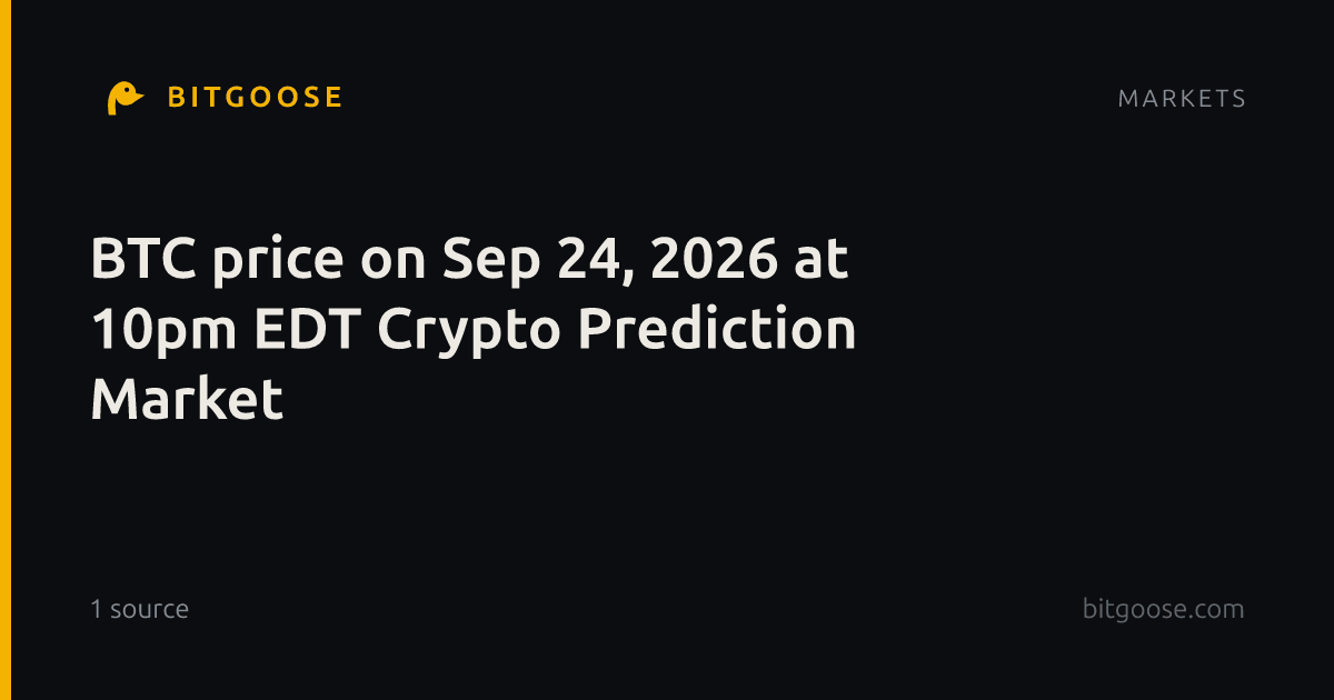 BTC price on Sep 24, 2026 at 10pm EDT Crypto Prediction Market