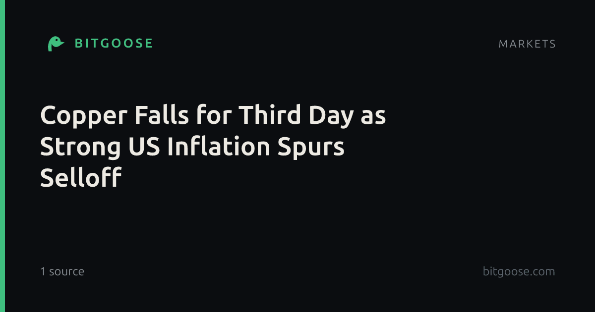 Copper Falls for Third Day as Strong US Inflation Spurs Selloff