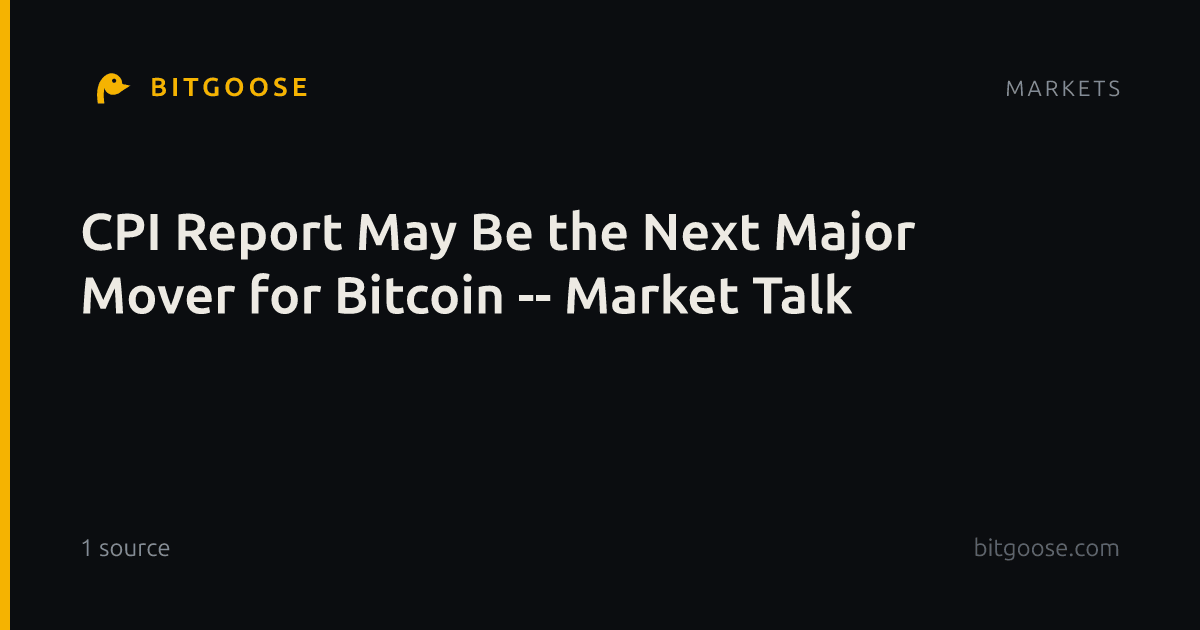 CPI Report May Be the Next Major Mover for Bitcoin -- Market Talk