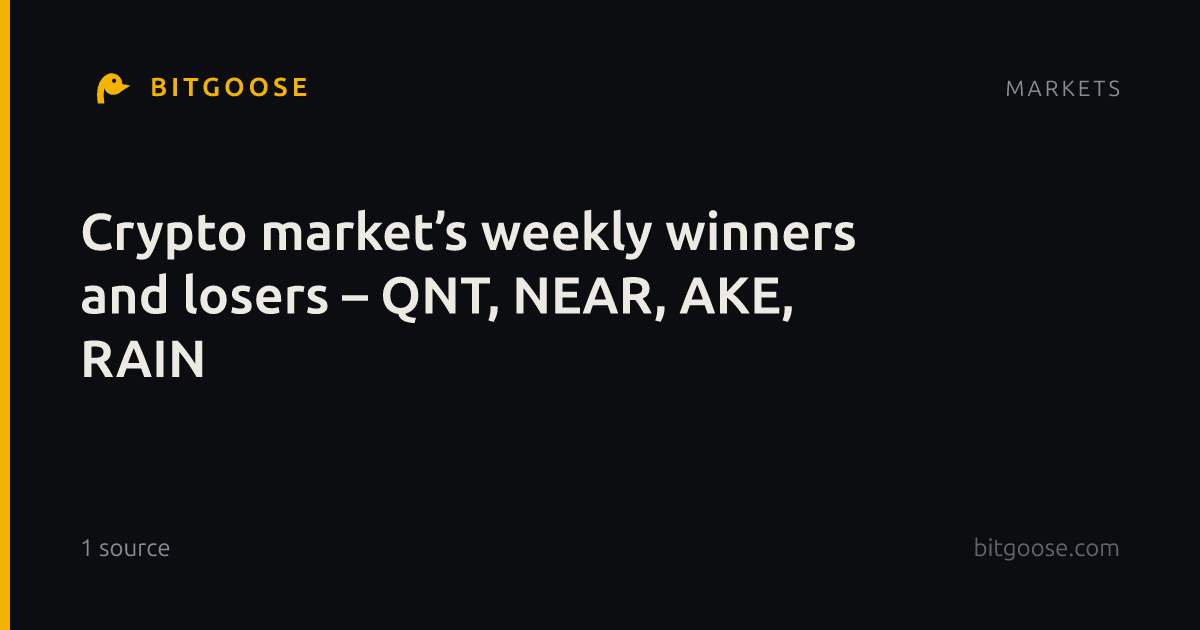 Crypto market’s weekly winners and losers – QNT, NEAR, AKE, RAIN
