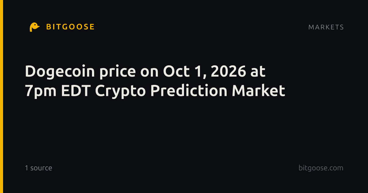 Dogecoin price on Oct 1, 2026 at 7pm EDT Crypto Prediction Market