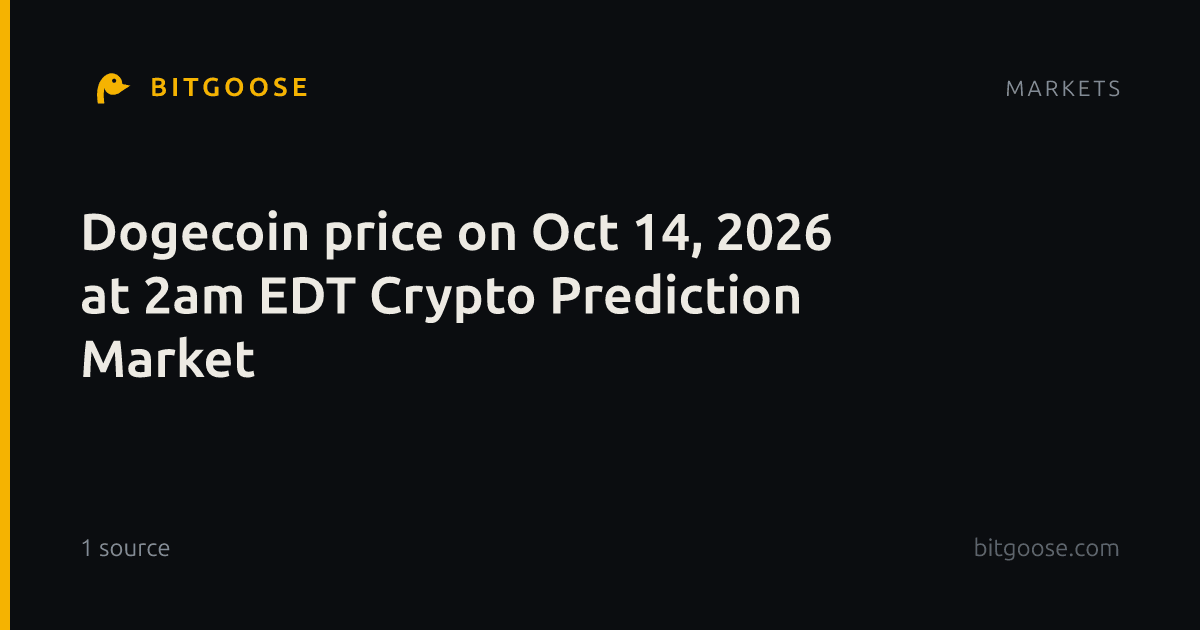 Dogecoin price on Oct 14, 2026 at 2am EDT Crypto Prediction Market