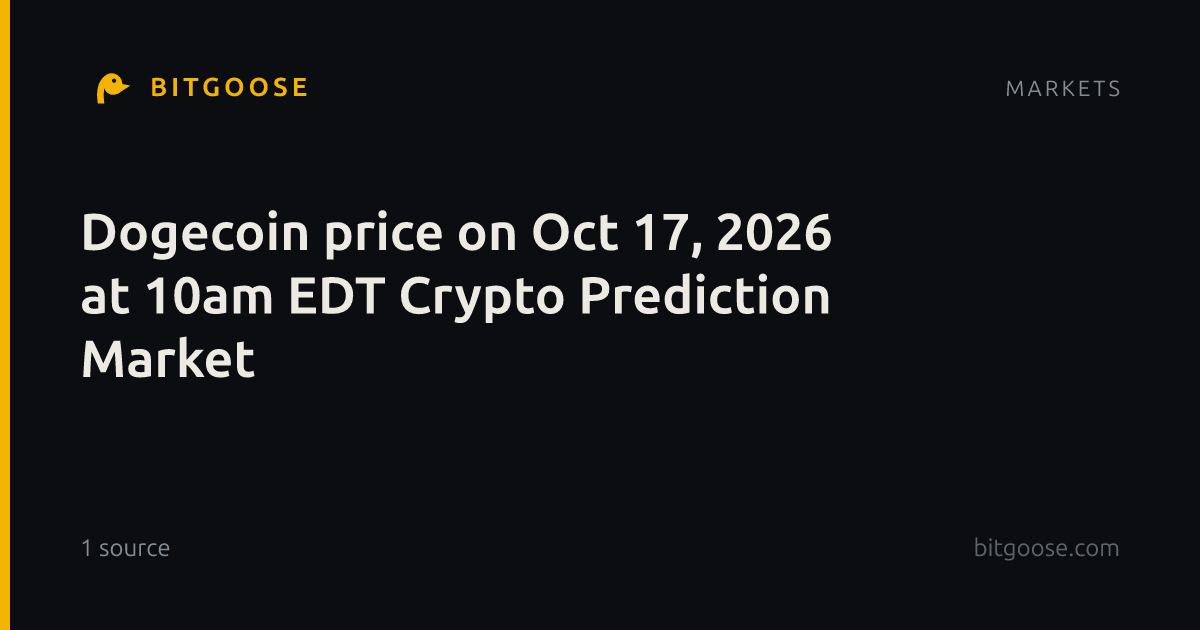Dogecoin price on Oct 17, 2026 at 10am EDT Crypto Prediction Market