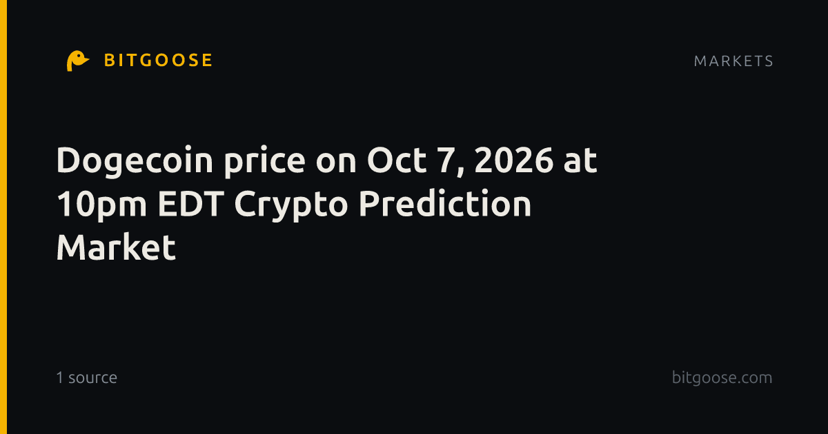 Dogecoin price on Oct 7, 2026 at 10pm EDT Crypto Prediction Market