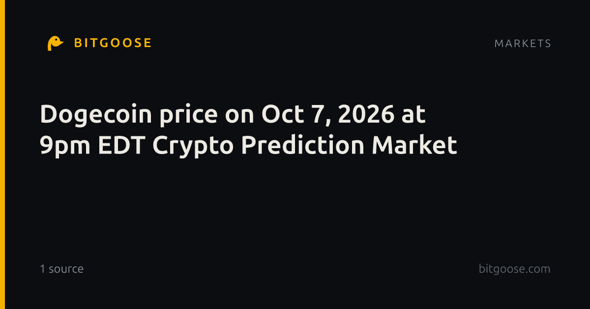 Dogecoin price on Oct 7, 2026 at 9pm EDT Crypto Prediction Market