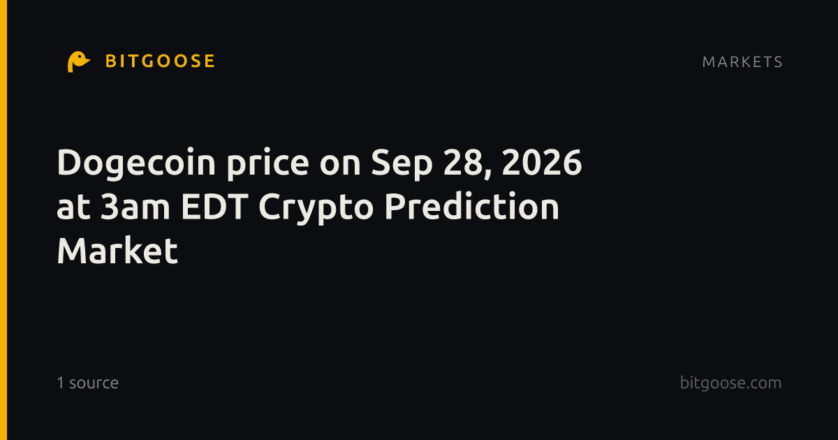 Dogecoin price on Sep 28, 2026 at 3am EDT Crypto Prediction Market