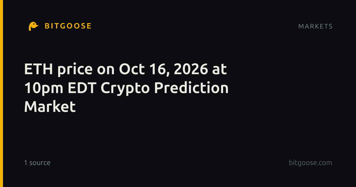ETH price on Oct 16, 2026 at 10pm EDT Crypto Prediction Market