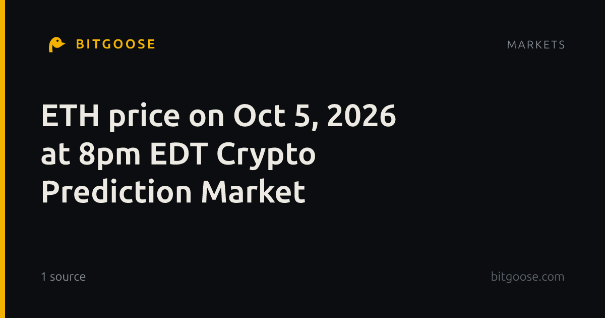 ETH price on Oct 5, 2026 at 8pm EDT Crypto Prediction Market