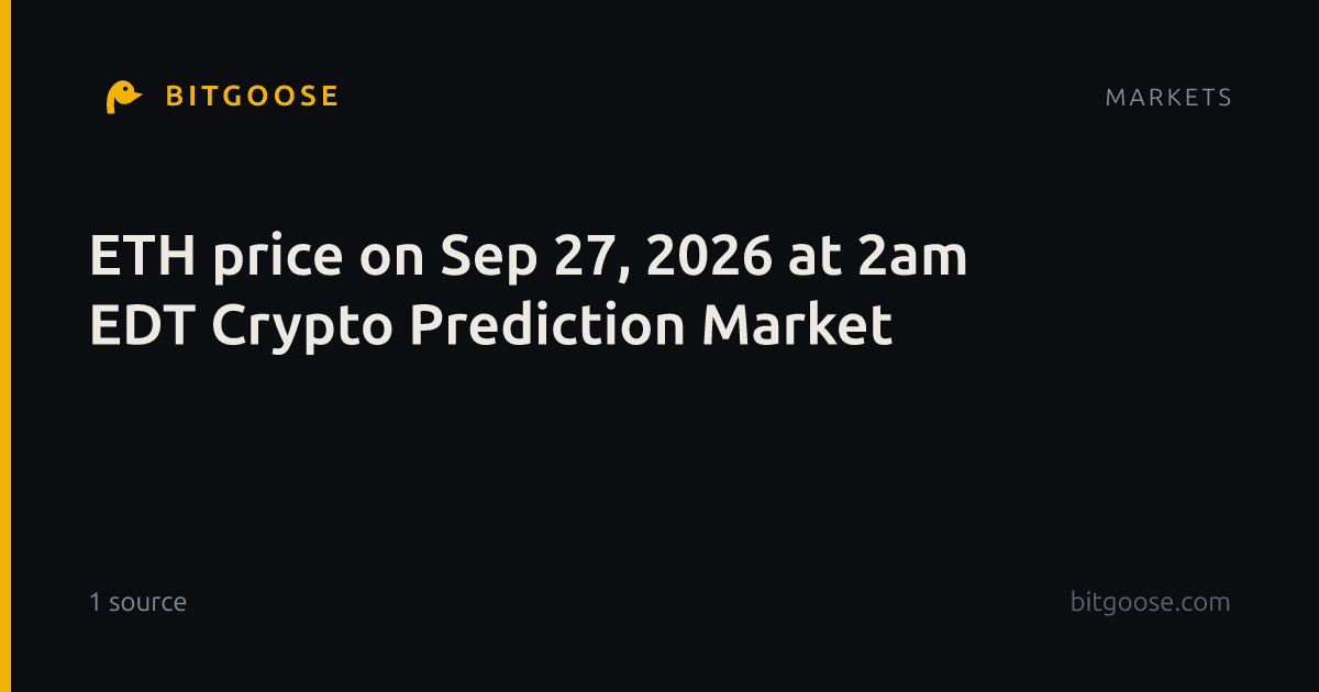 ETH price on Sep 27, 2026 at 2am EDT Crypto Prediction Market